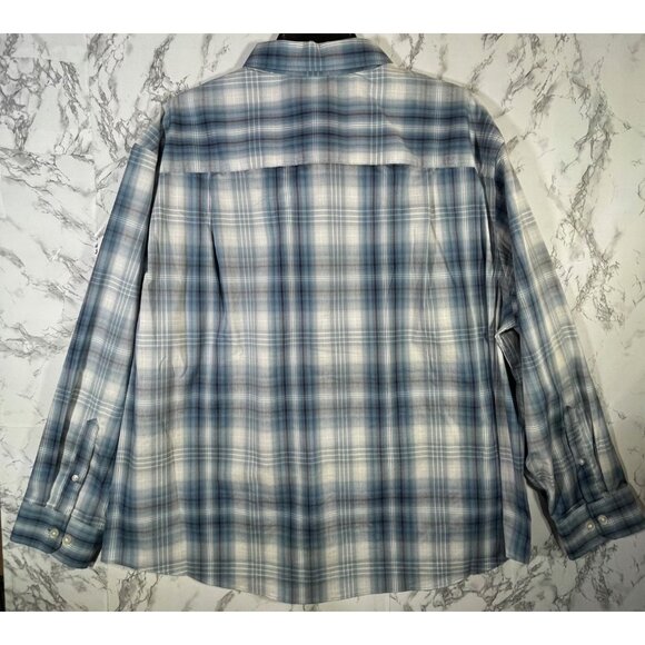 Van Heusen Mens Essential Shadow Plaid Long Sleeve Button-Down Shirt Blue - Picture 2 of 14